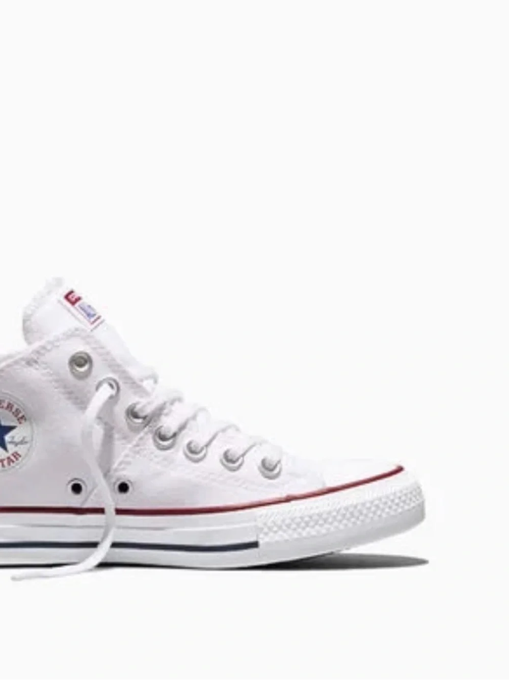 Converse White Mid-Top Sneakers with Blue Star and Red Stripe - Picture 2 of 6